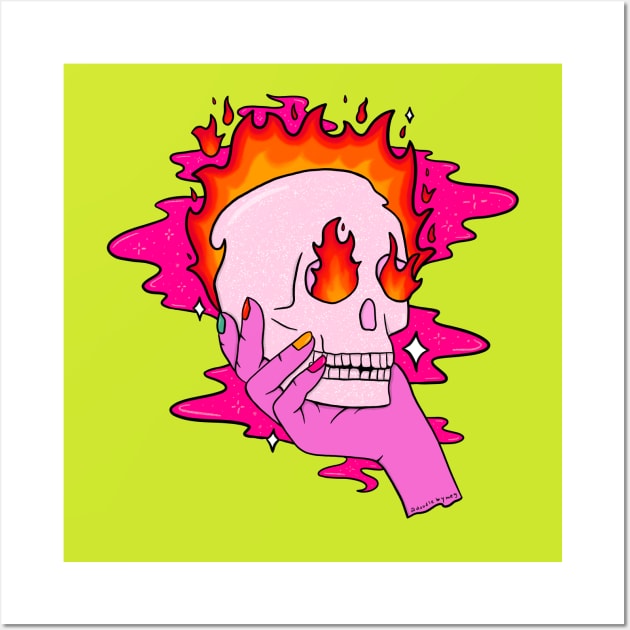 Skull on Fire Wall Art by Doodle by Meg
